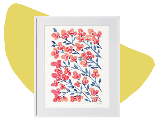 Cat Coquillette Pink Cherry Blossoms Wall Art Print