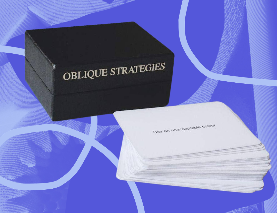 A photo of an Oblique Strategies card deck